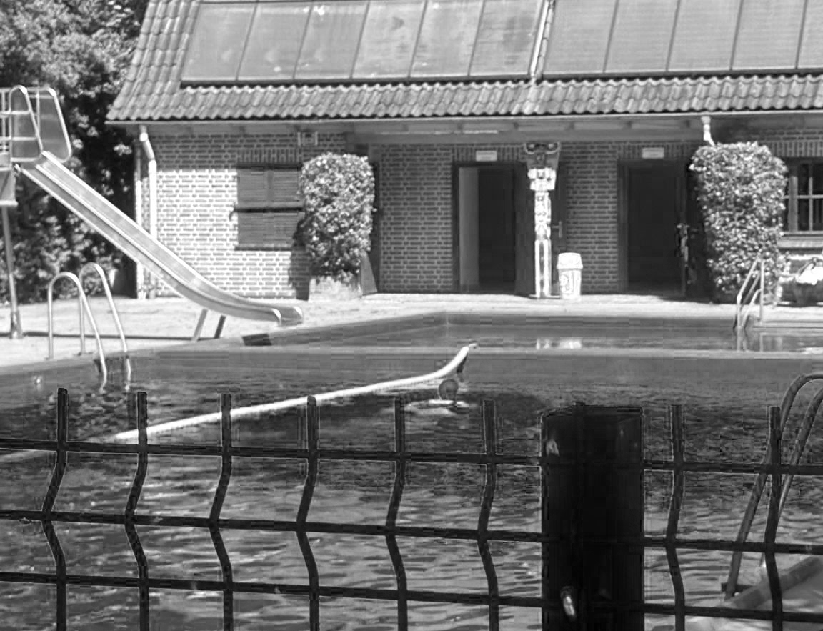 Schwimmbecken als Symbol für die unzureichende Schwimmbadversorgung im Bezirk Harburg.